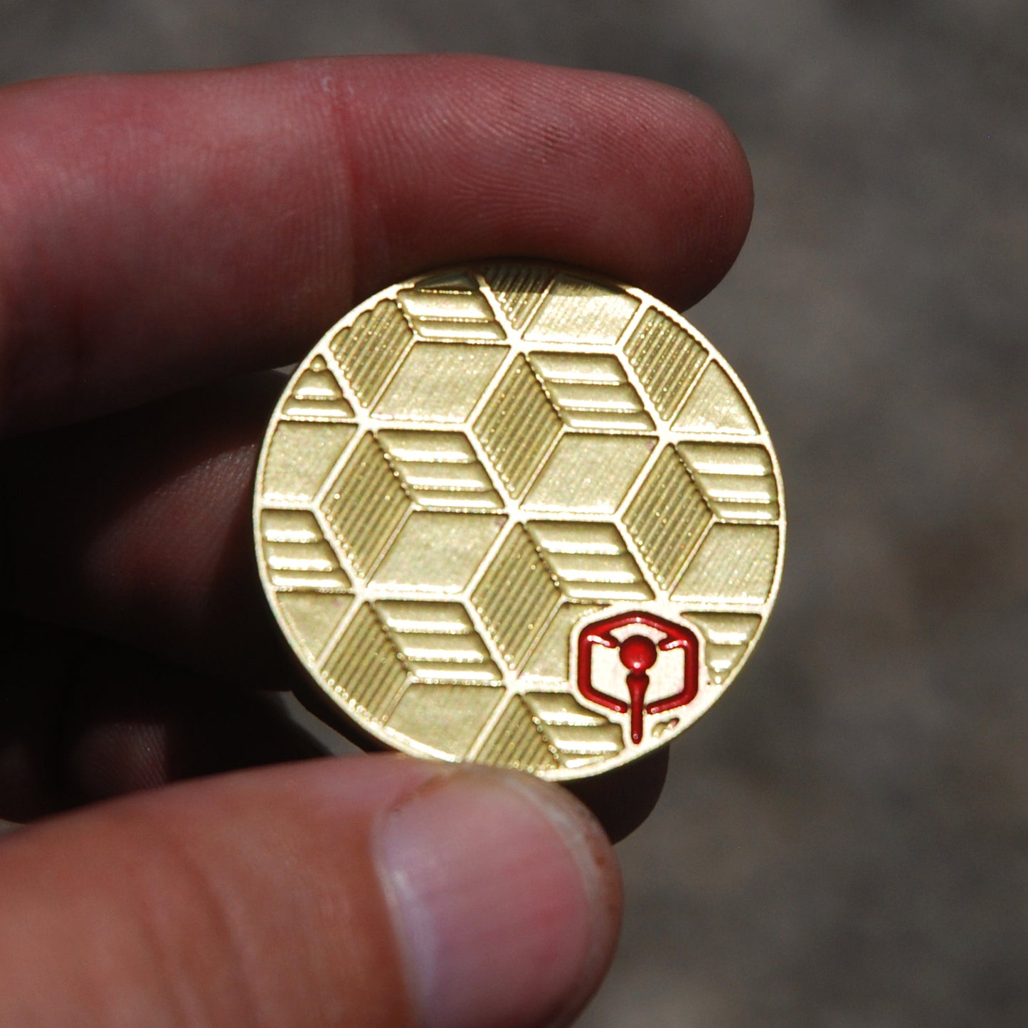 Thin Brass Ball Marker - Black Hole / Cubes #1