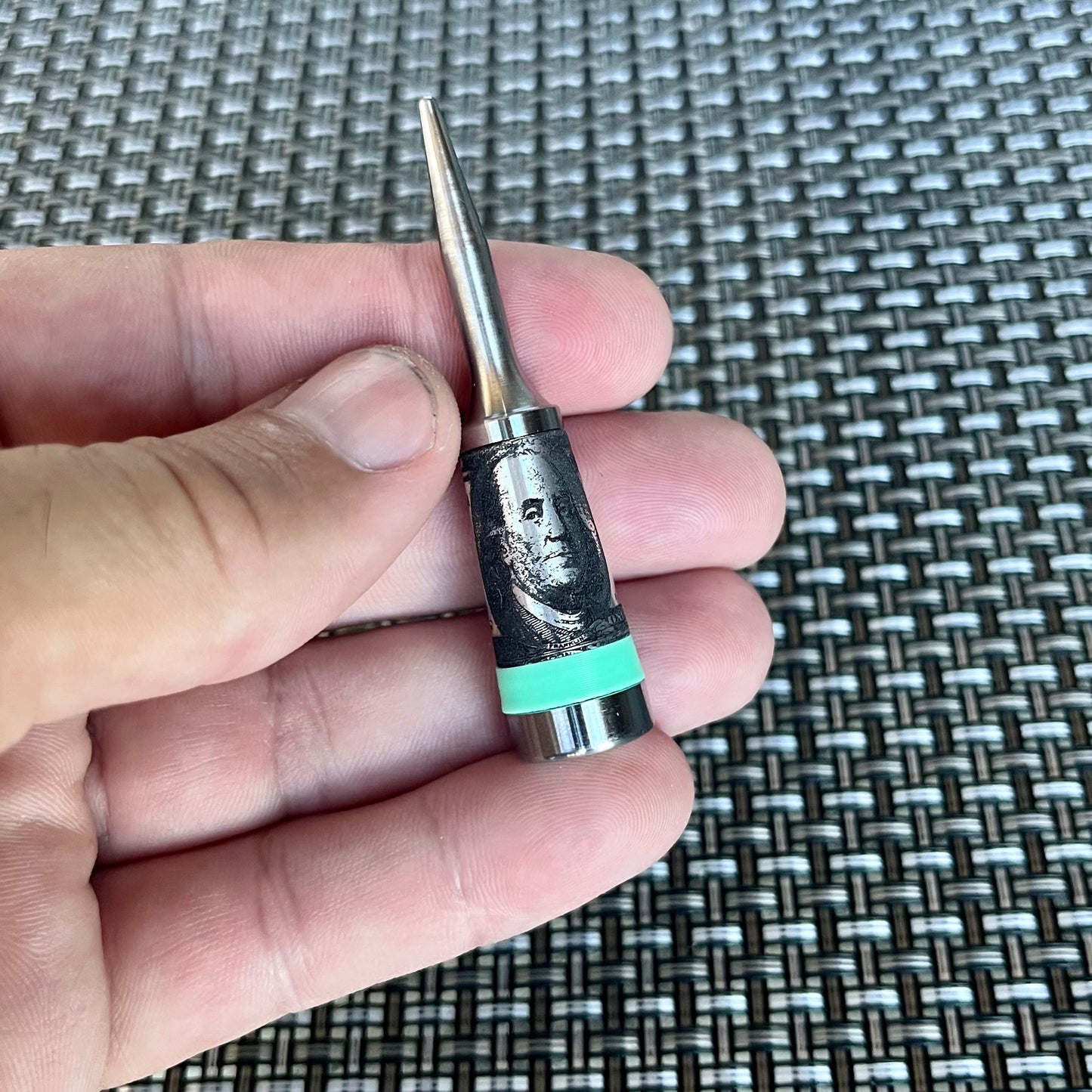 Freshly Minted $100 Ferruled Keychain / Single Prong Pitch Tool