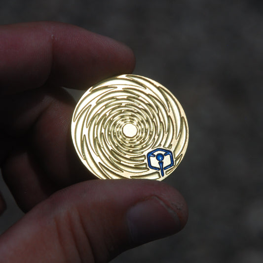 Thin Brass Ball Marker - Black Hole / Cubes #1